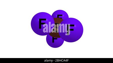 Schwefeltetrafluorid ist die chemische Verbindung mit der Formel SF4. Es existiert als Gas unter Standardbedingungen. Es ist eine korrosive Spezies, die freisetzt Stockfoto