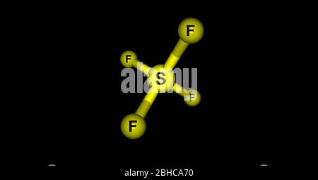 Schwefeltetrafluorid ist die chemische Verbindung mit der Formel SF4. Es existiert als Gas unter Standardbedingungen. Es ist eine korrosive Spezies, die freisetzt Stockfoto