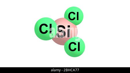 Siliziumtetrachlorid oder Tetrachlorsilan ist die anorganische Verbindung mit der Formel SiCl4. Es ist eine farblose flüchtige Flüssigkeit, die in der Luft abdämpft. 3d Stockfoto