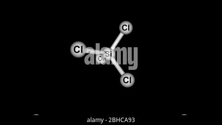 Siliziumtetrachlorid oder Tetrachlorsilan ist die anorganische Verbindung mit der Formel SiCl4. Es ist eine farblose flüchtige Flüssigkeit, die in der Luft abdämpft. 3d Stockfoto