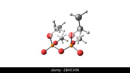 Tetraethylpyrophosphat oder TEPP ist eine Organophosphatverbindung, die als Insektizid verwendet wird. Diese Verbindung ist eine klare, farblose Flüssigkeit. 3d-Bilder Stockfoto