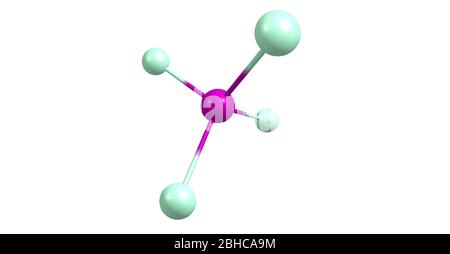 Siliziumtetrachlorid oder Tetrachlorsilan ist die anorganische Verbindung mit der Formel SiCl4. Es ist eine farblose flüchtige Flüssigkeit, die in der Luft abdämpft. 3d Stockfoto
