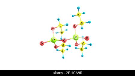 Tetraethylpyrophosphat oder TEPP ist eine Organophosphatverbindung, die als Insektizid verwendet wird. Diese Verbindung ist eine klare, farblose Flüssigkeit. 3d-Bilder Stockfoto