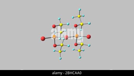 Tetraethylpyrophosphat oder TEPP ist eine Organophosphatverbindung, die als Insektizid verwendet wird. Diese Verbindung ist eine klare, farblose Flüssigkeit. 3d-Bilder Stockfoto