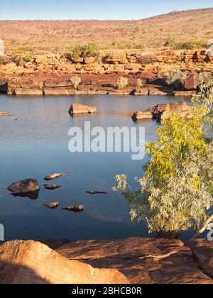 Am späten Nachmittag auf dem Fitzroy River in Sir John Gorge, Mornington, Kimberley, Westaustralien Stockfoto