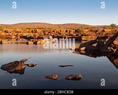 Am späten Nachmittag auf dem Fitzroy River in Sir John Gorge, Mornington, Kimberley, Westaustralien Stockfoto