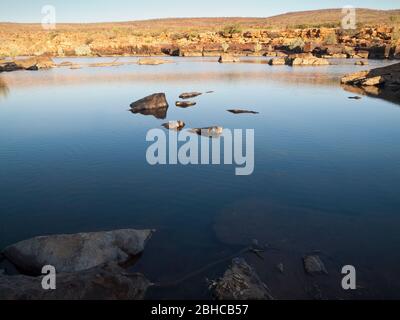 Am späten Nachmittag auf dem Fitzroy River in Sir John Gorge, Mornington, Kimberley, Westaustralien Stockfoto