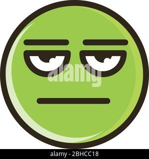 Gelangweilt lustige Smiley Emoticon Gesicht Ausdruck Vektor Illustration Linie und füllen Symbol Stock Vektor