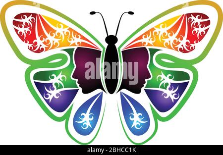 Schmetterling Frau Logo Stock Vektor