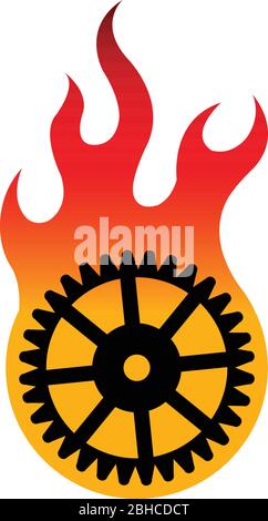 Logo für Zahnradflamme Stock Vektor