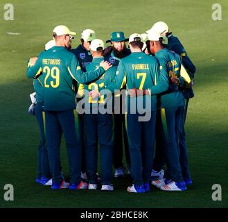 Südafrika hat ein Team zwischen Innings während des Tour Match zwischen Sussex und Südafrika auf dem 1. Central County Ground in Hove gekutschelt. 19 Mai 2017 Stockfoto