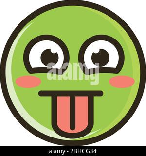 Stuck out Zunge lustig Smiley Emoticon Gesicht Ausdruck Vektor Illustration Linie und füllen Symbol Stock Vektor