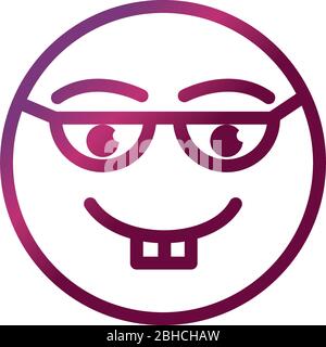 Nerd lustige Smiley Emoticon Gesicht Ausdruck Vektor Illustration Verlauf Stil Symbol Stock Vektor