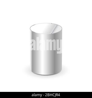 Blank glänzend Metall 3d Zylinder auf weiß Stock Vektor