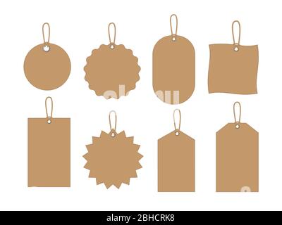 Satz leerer Preisschilder aus Papier. Entwerfen Sie die Elemets Stock Vektor