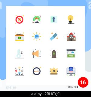 16 Benutzeroberfläche Flat Color Pack von modernen Zeichen und Symbole des Kalenders, Verwaltung, Tragen, definnig, Zeichen editierbar Pack von Creative Vector Design Stock Vektor