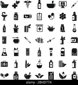 Symbole für die Homöopathie gesetzt. Einfacher Satz von Homöopathie Vektor-Icons für Web-Design auf weißem Hintergrund Stock Vektor