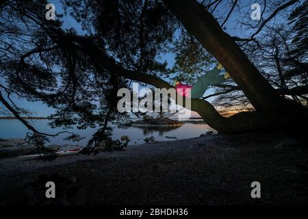 Dämmerung bei Porkkalanniemi an der Ostsee, Kirkkonummi, Finnland Stockfoto