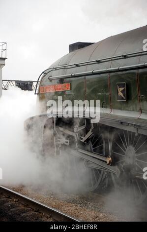 Die 'Union of South Africa' schleppt ihren leeren Bestand von Bahnsteig 4 in Cardiff Central nach Canton. Stockfoto