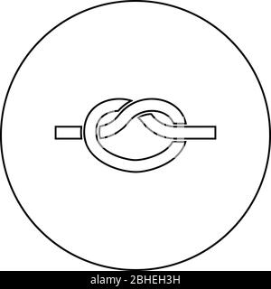 Knoten Seil gebunden Knoten Verbinden Konzept Elch Symbol im Kreis runden Umriss schwarz Farbe Vektor Illustration flachen Stil einfaches Bild Stock Vektor