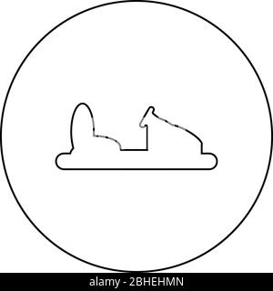 Bumper Auto Silhouette Elektrische Maschine für Rennstrecke Sideshow Freizeitpark Attraktion Dodgem Symbol im Kreis runden Umriss schwarz Farbe Vektor Stock Vektor