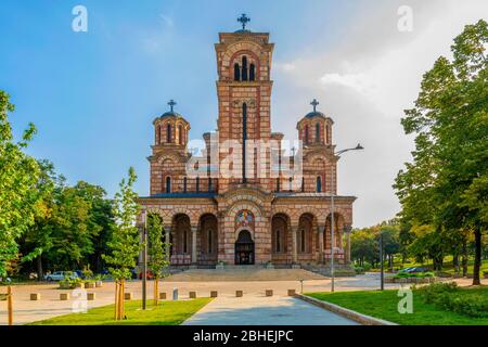 St. Mark’s Church. Serbisch-orthodoxe Kirche dem heiligen Apostel und Evangelisten Markus gewidmet. Tasmajdan Park, Belgrad, Serbien. Stockfoto