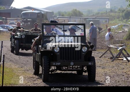 Re-enactors am Wochenende der 1940er Jahre. Pontypool und Blaenavon Railway. Stockfoto