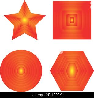 Schöne geometrische Vektorformen in rot auf weißem Hintergrund. Stock Vektor