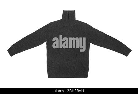 Blank grauer Pullover Rollkragen Mock up Vorlage isoliert auf weißem Hintergrund mit Clipping-Pfad. Stockfoto