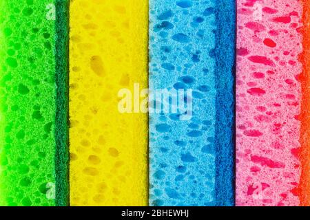 Schwämme Detail Textur, Schwamm Textur Nahaufnahme Hintergrund, bunte Schwämme Textur.. Stockfoto