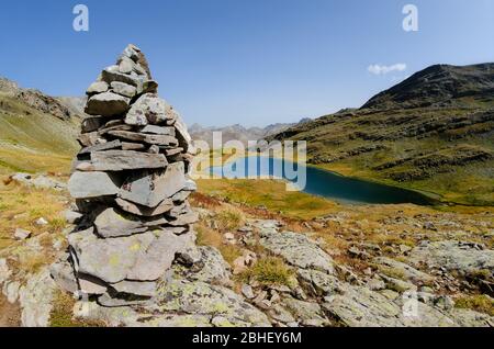 Lauzanier See im Val de l'Ubayette, in den Bergen des Mercantour Nationalparks, zwischen Frankreich und Italien Stockfoto