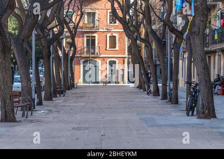 Barcelona, Spanien. April 2020. Fast leere Straßen von Barcelona während Covid Lockdown Stockfoto