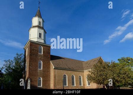 Bruton Parish Church in Colonial Williamsburg. Stockfoto