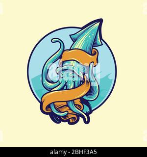 Vektor niedlichen Tintenfisch Hand gezeichnet Maskottchen Ihr Design Stock Vektor