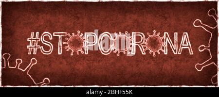 Tafel Banner von Corona Virus Tags in verschiedenen Farben Stockfoto