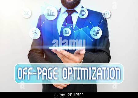 Anmerkung zur Seitenoptimierung wird geschrieben. Geschäftskonzept für Website External Process Promotional Method Ranking Stockfoto