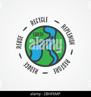 Einfacher Wortschreiben Erdtag mit einfacher linearer Weltkarte. Design Brief Erde Tag mit Zitat. Vektorgrafik EPS.8 EPS.10 Stock Vektor