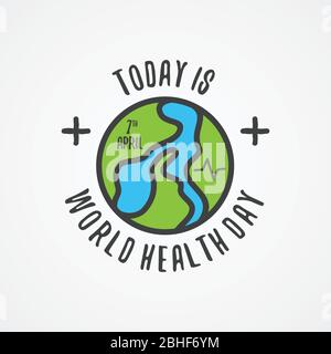 Wort heute ist Weltgesundheitstag für Weltgesundheitstag mit abstrakter Weltkarte. Design Brief Weltgesundheitstag für Element-Design. Vektorgrafik Stock Vektor