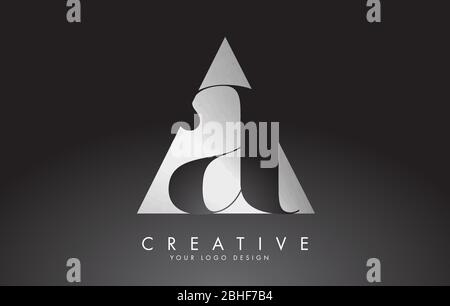 AA EIN Logo mit schwarzen und silbernen Buchstaben mit geometrischem Design. Symbol mit zwei verschiedenen Schriftarten. Buchstaben Initialen und abstrakt überlappenden Buchstaben A. Stock Vektor