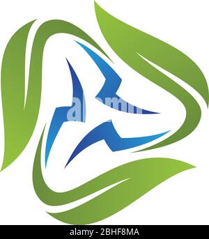 Grün Öko elektrische Blatt frische Natur Element Design. Öko-Symbol für natürliche Vektorgrafik. Vektorgrafik EPS.8 EPS.10 Stock Vektor