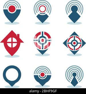 GPS-Navigationselement für Kartenzeiger mit flacher Grafik festlegen. Symbol für GPS-Vektor. Vektorsymbol für das Navigationssymbol für Reisen. Stock Vektor