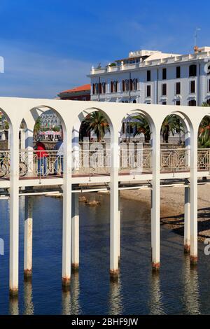 Pirgo Beach Pier, dem Hafen Civitavecchia, Latium, Italien, Europa Stockfoto