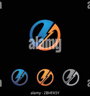 3D Thunder innen Runde mit Variation Farbe für Ihre beste Firma Symbol. Elektrische Gefahr Spannung Donner 3d Symbol Design Vorlage Element. Vektor Abb. Stock Vektor