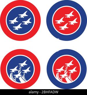 Fliegende Formation Jet Fighter Emblem Design-Vektor für Element-Design. Abstrakte Vektor-Illustration von fliegenden Jet-Kämpfer. Vektorgrafik Stock Vektor