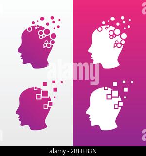 Vektorkopf Technologie Design-Icons mit Variation Farbe. Mann Kopf Menschen Symbol. Vektorgrafik EPS.8 EPS.10 Stock Vektor
