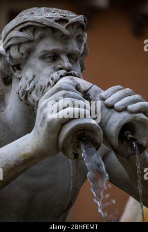 Nahaufnahme der barocken Brunnen auf dem Platz Navona. Rom, Italien Stockfoto