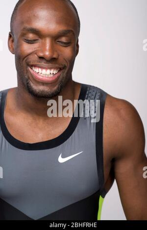 Sprinter Lashawn Merritt nimmt vor den Olympischen Spielen 2012 in London am Team USA Media Summit in Dallas, Texas, Teil. 14. Mai 2012 ©Bob Daemmrich Stockfoto