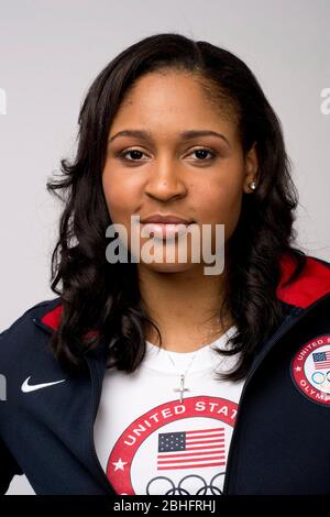 Basketballspielerin Maya Moore posiert vor den Olympischen Spielen 2012 in London beim Team USA Media Summit in Dallas, Texas. 14. Mai 2012 ©Bob Daemmrich Stockfoto