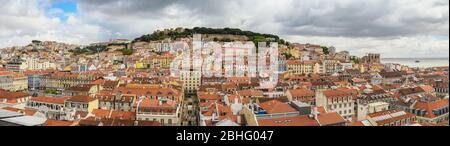 Lissabon Portugal Luftbild Panorama City Skyline in Lissabon Baixa Stockfoto