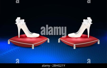 Mock-up-Illustration von Luxus-Schuhe für Frauen auf Polsteroberfläche Stock Vektor